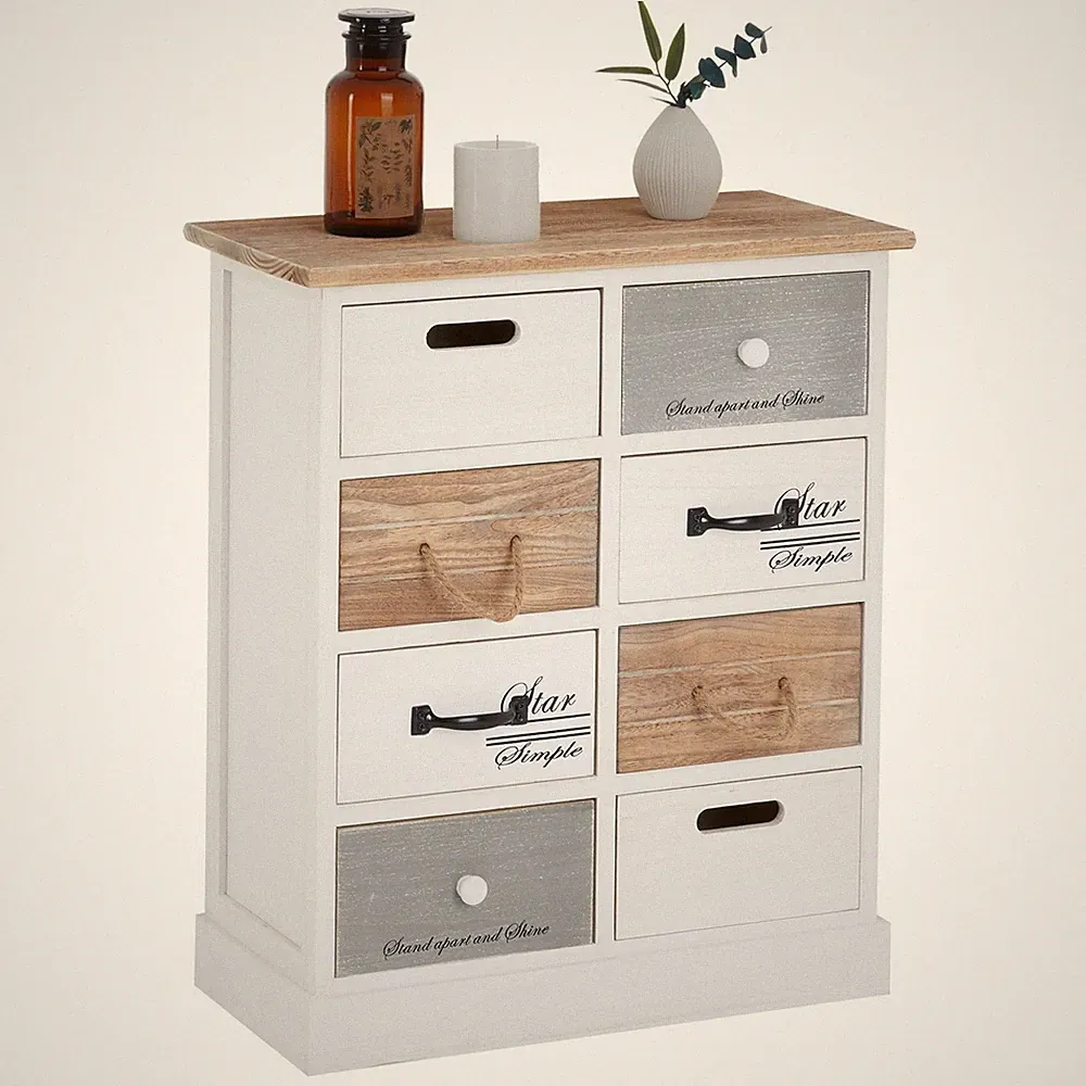 Schubladenschrankl Standregal mit 8 Schubkästen, Vintage Kommode, Shabby chic