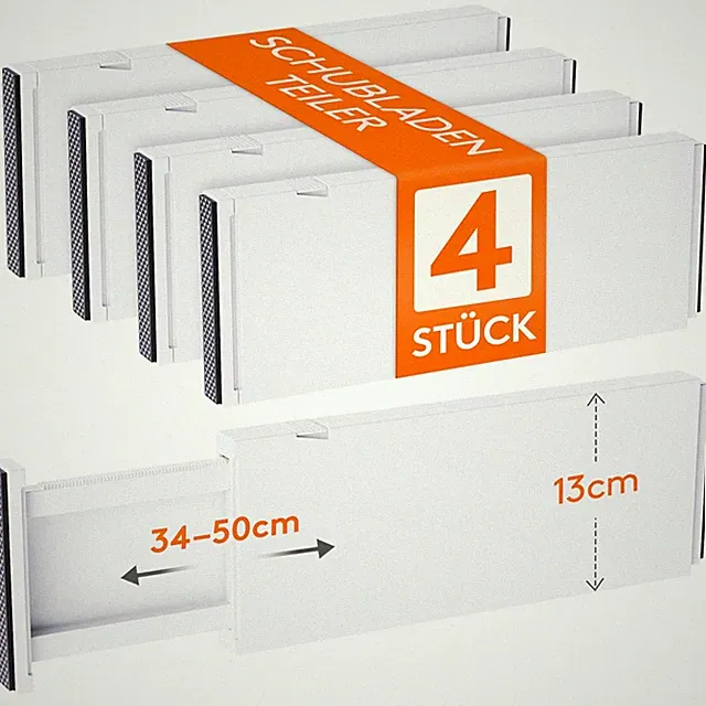 Schubladentrenner Verstellbar Organizer Ordnungssystem Küche Büro 4er Set 50cm