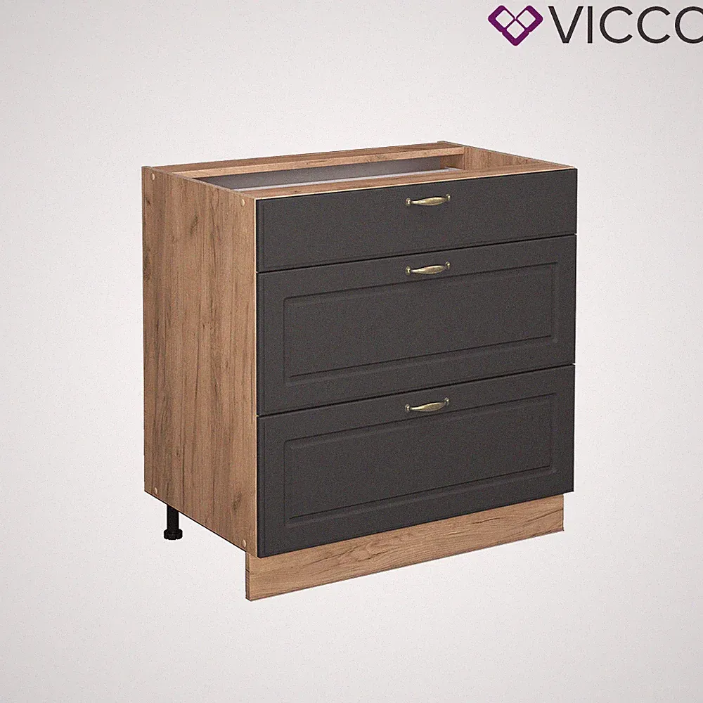 Schubladenunterschrank Küchenschrank Küchenmöbel Fame-Line Landhaus 80 cm Vicco