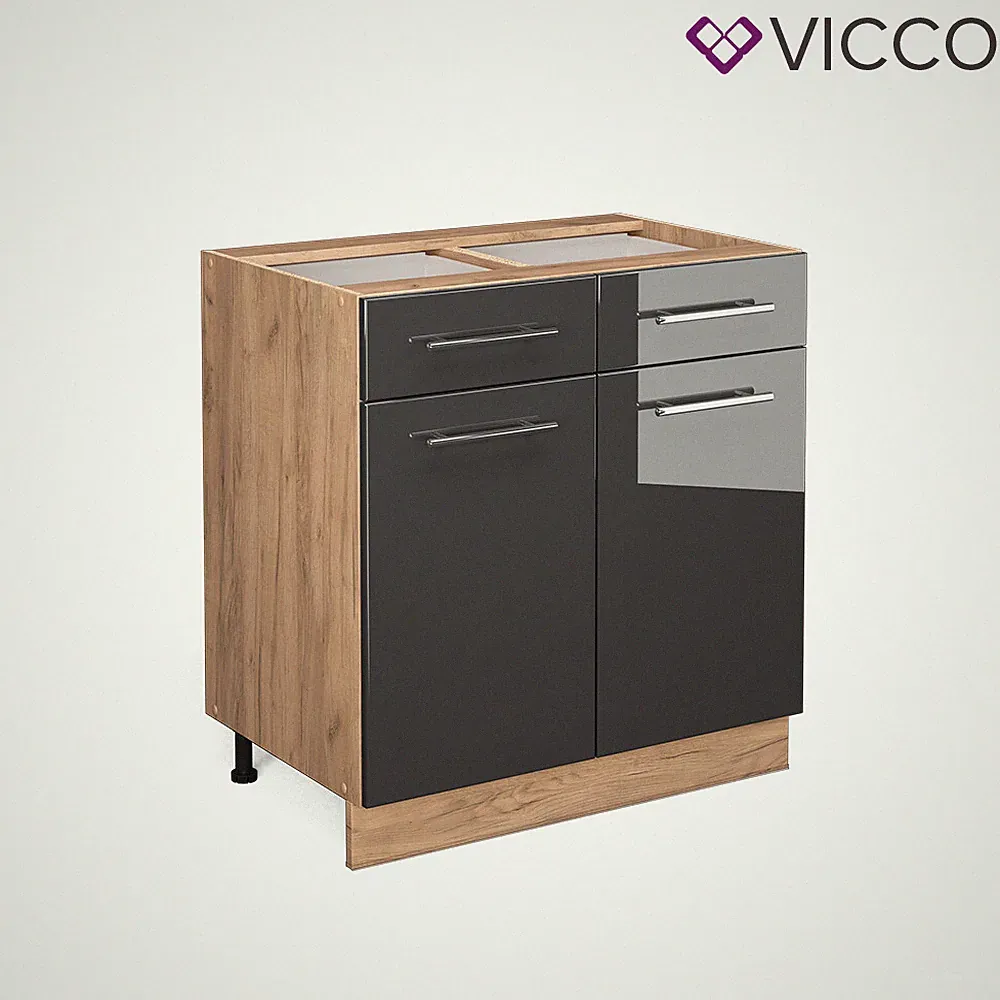 Schubunterschrank Küchenschrank Küchenmöbel Küchenzeile Fame-Line 80 cm Vicco
