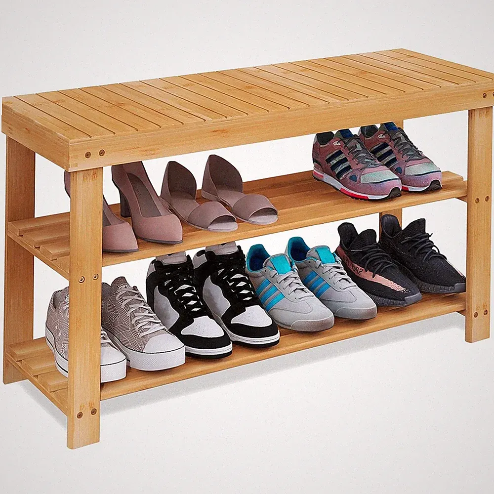 Schuhbank Bambus Schuhregal Sitzbank günstig 86x28.5x45.5cm