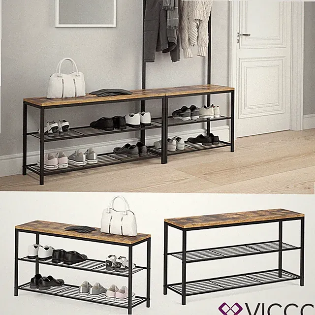 Schuhbank FYRK Schuhregal Schuhschrank Sitzfläche Sitzbank 2 Ablagen VICCO
