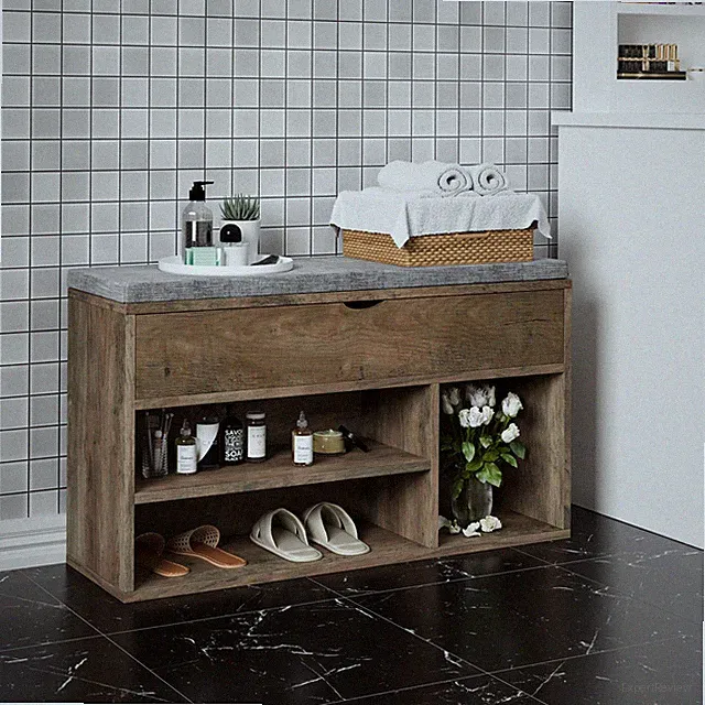 Schuhbank mit gepolsterter Sitzfläche 2 Ebenen Schuhregal, Aufbewahrungsbox