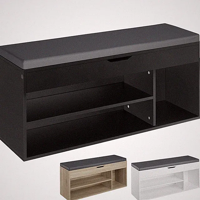 Schuhbank mit Sitzkissen Holz Schuhschrank Schuhregal Sitzfläche Klappfach 104cm
