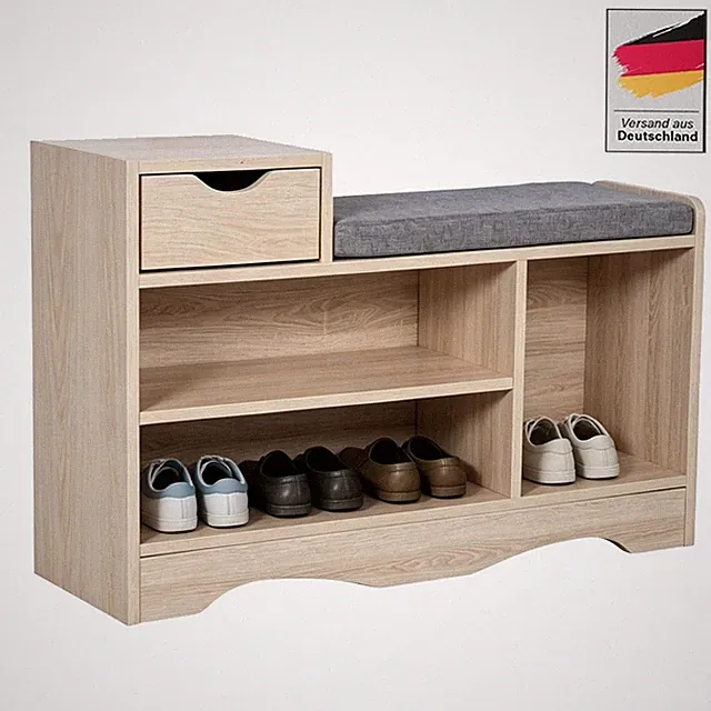 Schuhbank offene Fächer Schuhschrank Schuhregal Stauraum mit Sitzkissen Schublad