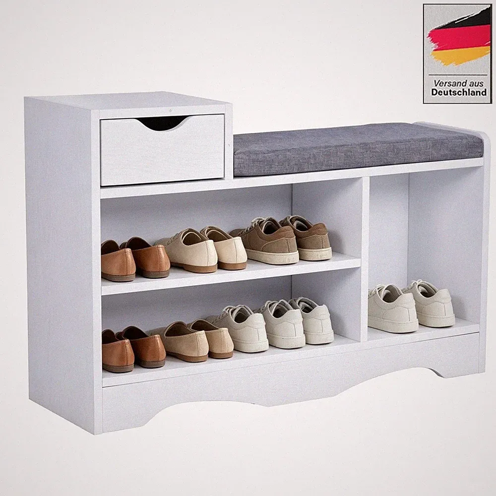 Schuhbank Schuhregal Sitzfläche Sitzbank Stauraum Schuhregale Schuhschränke Weiß