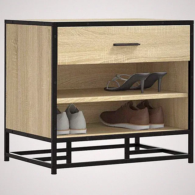 Schuhbank Sonoma Eiche 60x40x53,5cm Ingenieurholz & Metall Eingang Sitz Regal