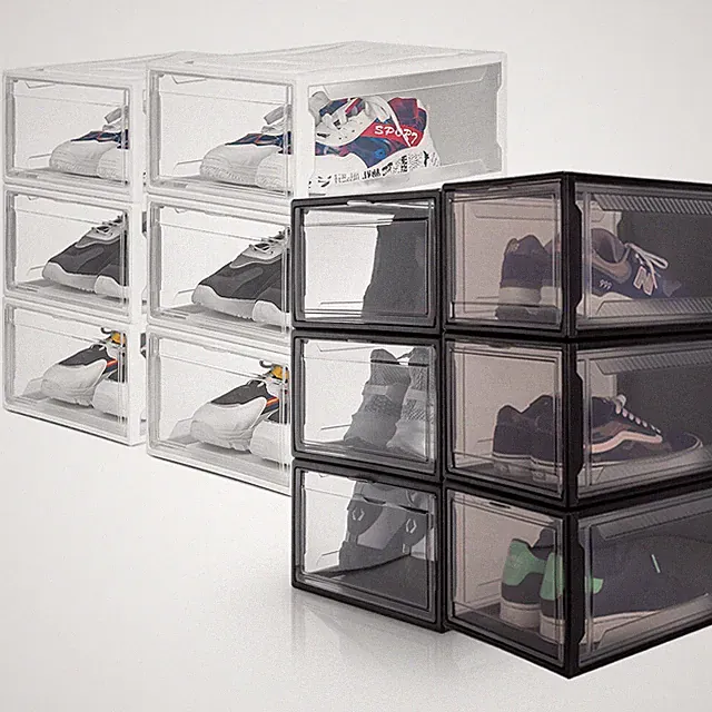 Schuhbox Stapelboxen Aufbewahrungsbox mit Deckel Stapelbox Kunststoffbox