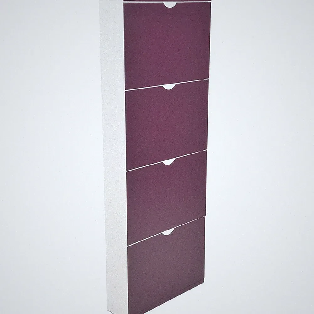 Schuhhipper Stahl Lila Weiß 4 Klappen 51 x 138 x 16 cm Kommode Schuh Schrank
