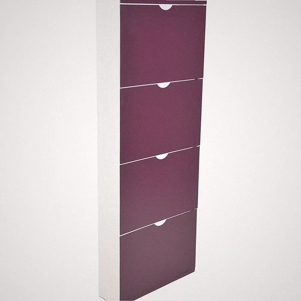 Schuhhipper Stahl Lila Weiß 4 Klappen 51 x 138 x 16 cm Kommode Schuh Schrank