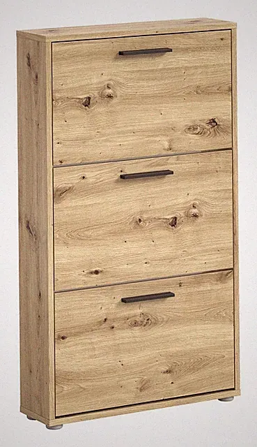 Schuhkipper Schuhschrank Schuhregal 3 Klappen Artisan Eiche Dekor 59 x 103 cm