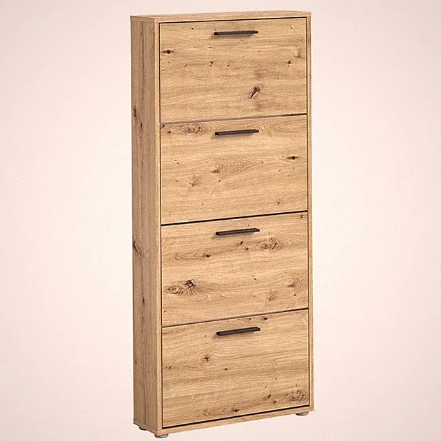 Schuhkipper Schuhschrank Schuhregal 4 Klappen Artisan Eiche Dekor 59 x 136 cm