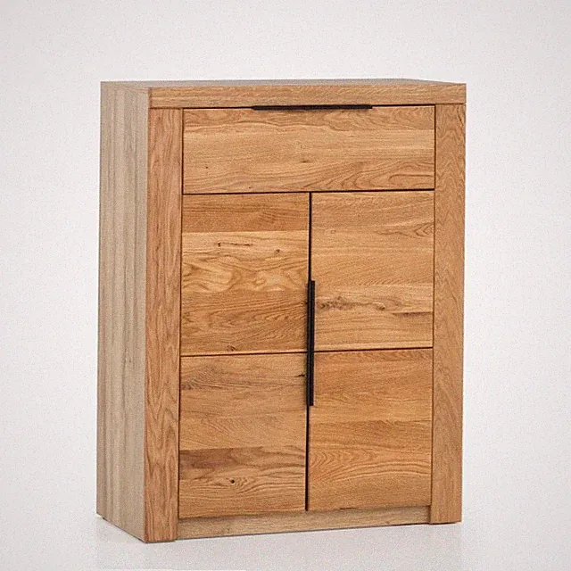 Schuhkommode Schrank Greta in Wildeiche geölt Teilmassiv Breite 80cm Garderobe