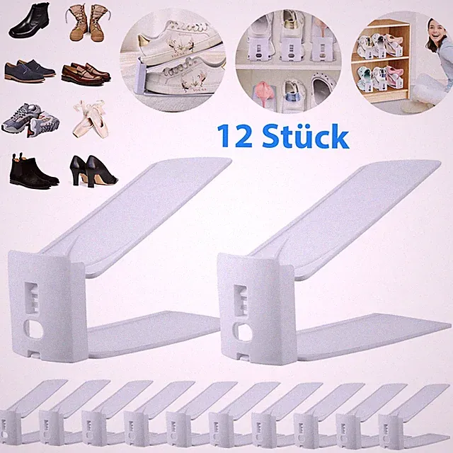 Schuhregal 12PCS Schuhorganizer Schuhstapler Platzsparend Stapelbar Verstellbar