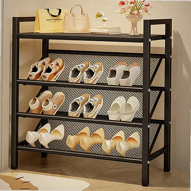 Schuhregal 4 Ebenen Schuhständer Metall Schuhaufbewahrung Schuh-Organizer