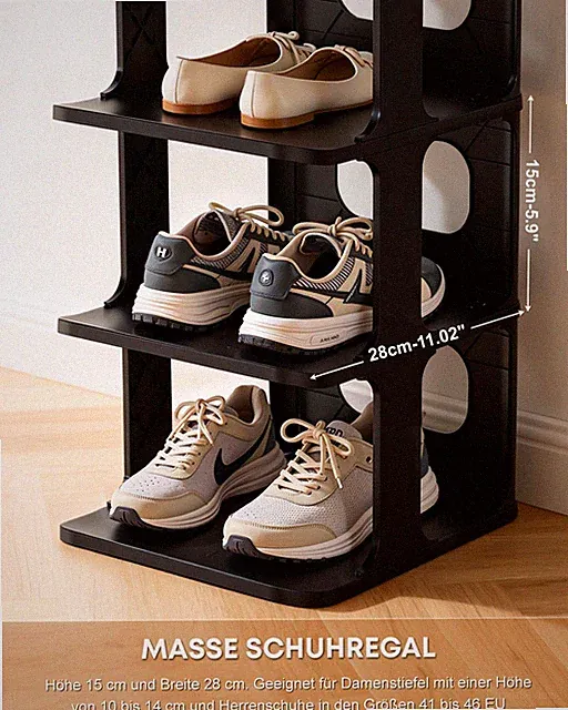 Schuhregal 6 Ebenen Stapelbar Kunststoff Schuhablage, Schuhschrank Schmal