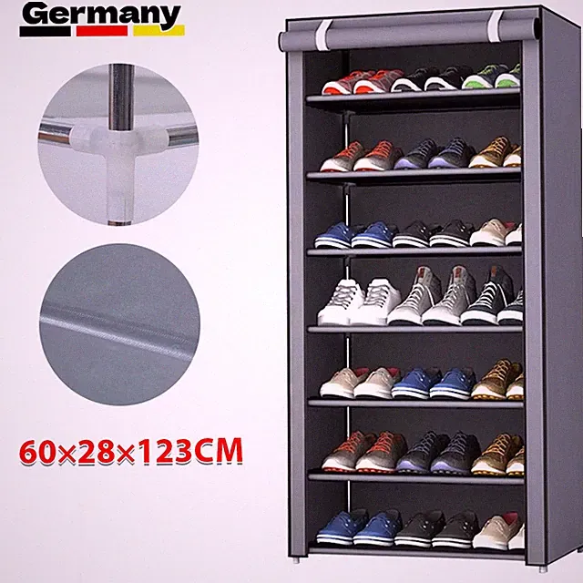 Schuhregal 8 Ablagen für 32 Paar Schuhe 60×28×123cm Schuhablage Schuhständer