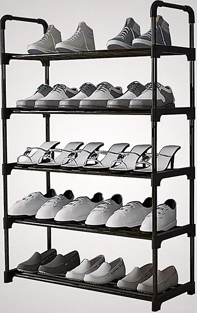 Schuhregal mit 5 Ebenen, Schuhständer aus Metall, Schuhaufbewahrung, Schuh-Or...