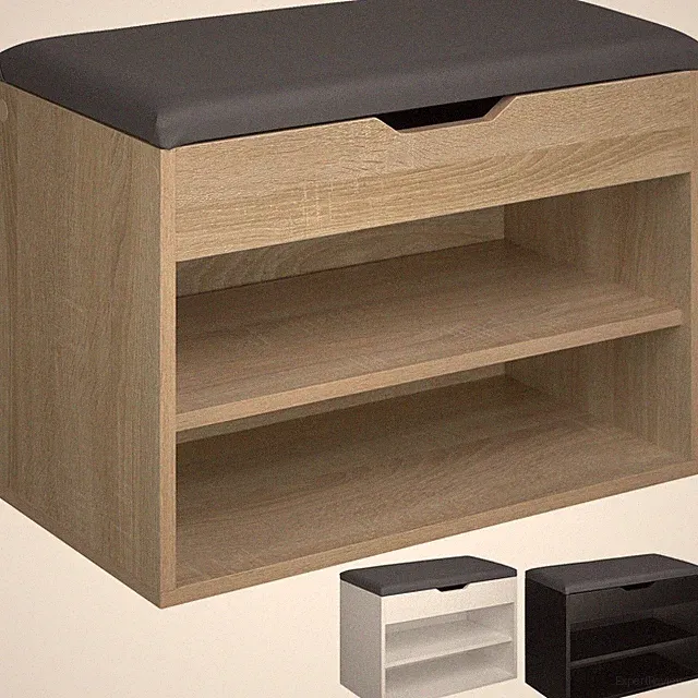 Schuhregal mit Sitzkissen Holz Schuhschrank Schuhbank Sitztruhe 60 x 43,5 x 30cm