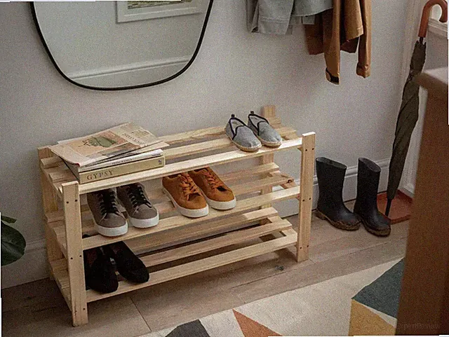 Schuhregal offenes Regal Dielenregal mit 3 Böden DARRON Massivholz Kiefer natur