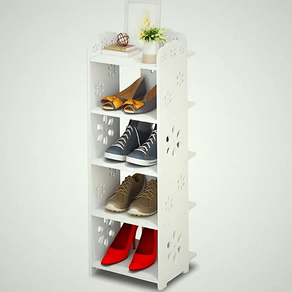 Schuhregal Regal Schuh Organizer Schuhschrank Verstellbar Modern Weiß
