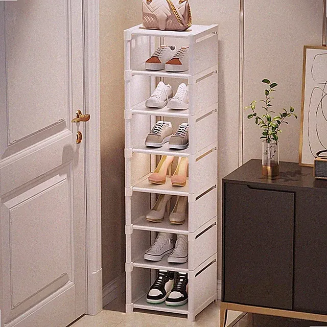 Schuhregal schmal Schuhschrank 8 Ebenen Schuhablage SchuhständerSchuhregal Weiß
