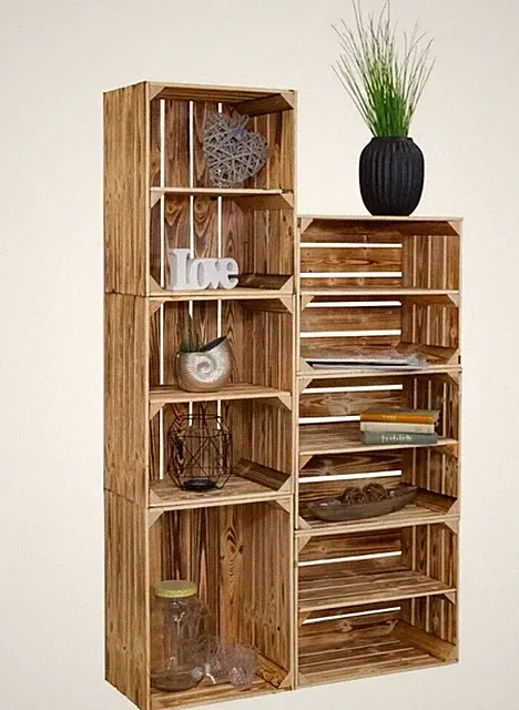 Schuhregal Schrank "Hamburg" für den Flur Schuhschrank Obstkiste Geflammt DIY
