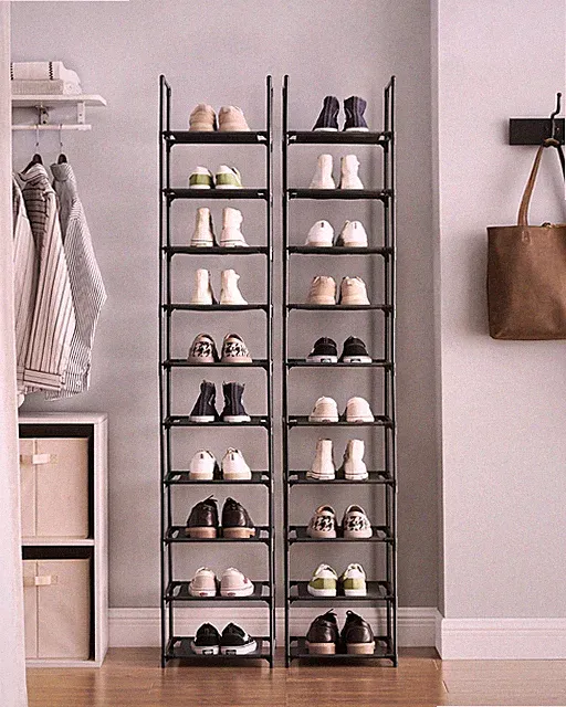 Schuhregal Schuhablage 10 Ebenen offener Schuhschrank Metallgestell LSR110B02