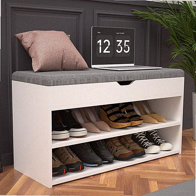 Schuhregal Sitzbank Garderobenbank Schuhschrank Holz Regal Sitzpolster OYAJIA®