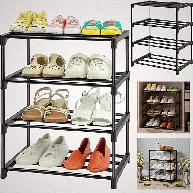 Schuhregal Stecksystem 4 Ebenen Stapelbares Regal Kein Aufbewahrung platzsparend