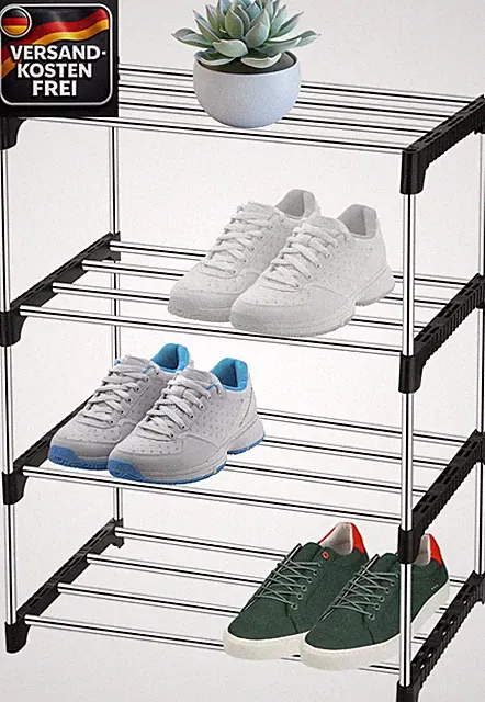 Schuhregal verstellbar 4-stufig platzsparend für Flur Schlafzimmer geeignet