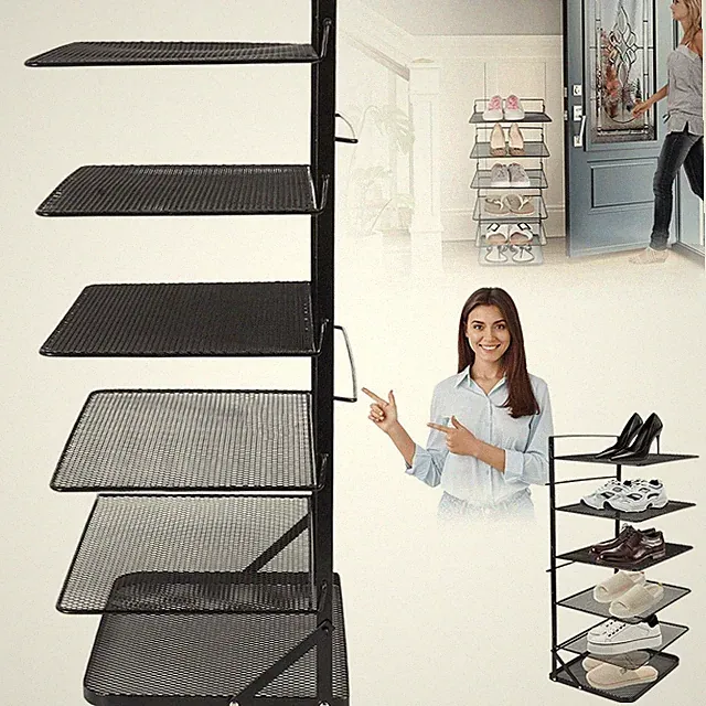 Schuhregal Vertikal 6 Schichten Faltbar Metall Schuhständer werkzeuglose Montage