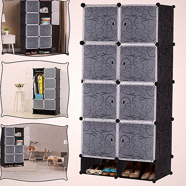 Schuhschrank 10 Ebenen Regalsystem Steckregal Schuhregal Kleiderschrank Schwarz