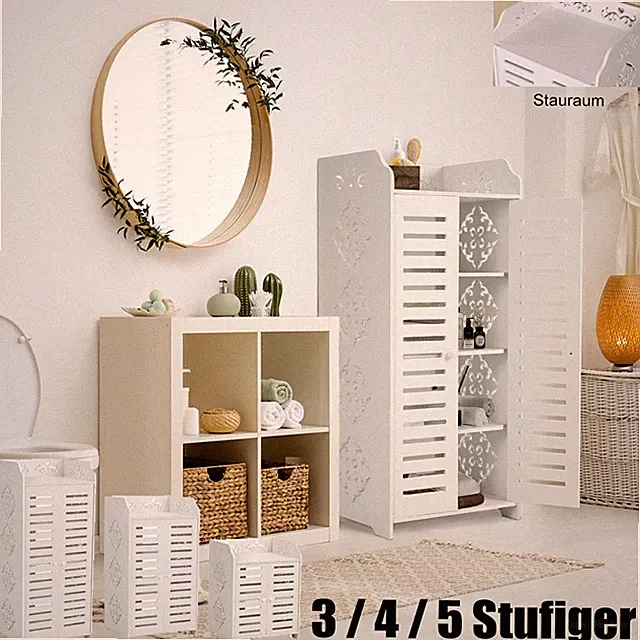 Schuhschrank 3/4/5-Stufiger Schuhregal Schuständer Schuhablage Schuhkommode Weiß