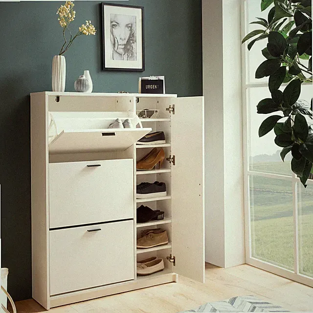 Schuhschrank FineBuy Schuhkipper Garderobe Weiß Schuhkommode Flurschrank Modern