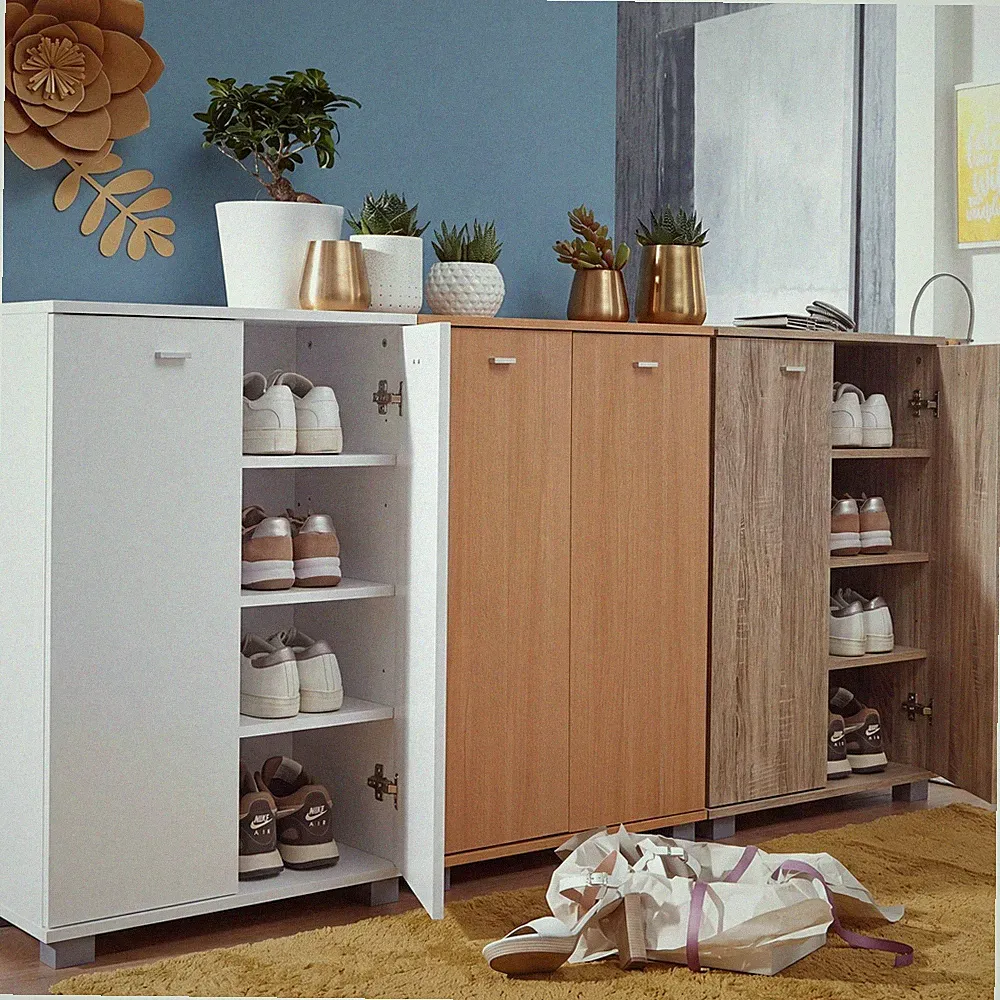 Schuhschrank Holz 12 Paar Schuhe Schuhregal Schuhkommode Flurschrank Sideboard