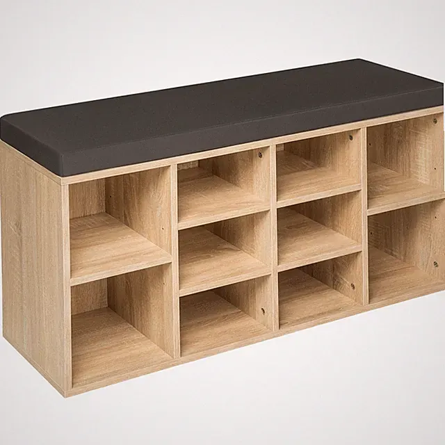 Schuhschrank Holz mit Sitzbank + Sitzkissen Schuhregal Schuhablage 103,5x48x30cm