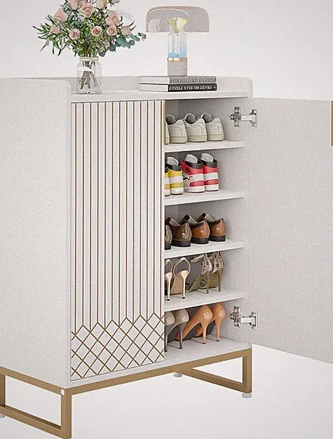 Schuhschrank mit Türen 5 Etagen Holz weiß 25 Paar Organizer E