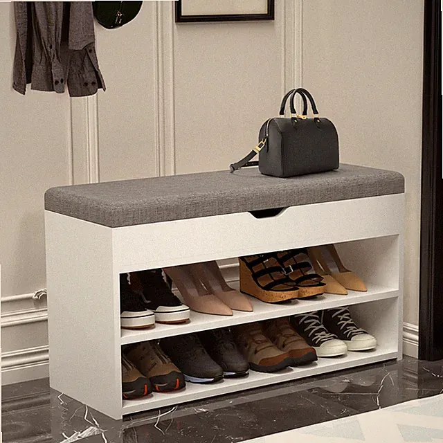 Schuhschrank Schuhbank Schuhregal mit Sitzkissen Sitztruhe Schuhablage Weiß
