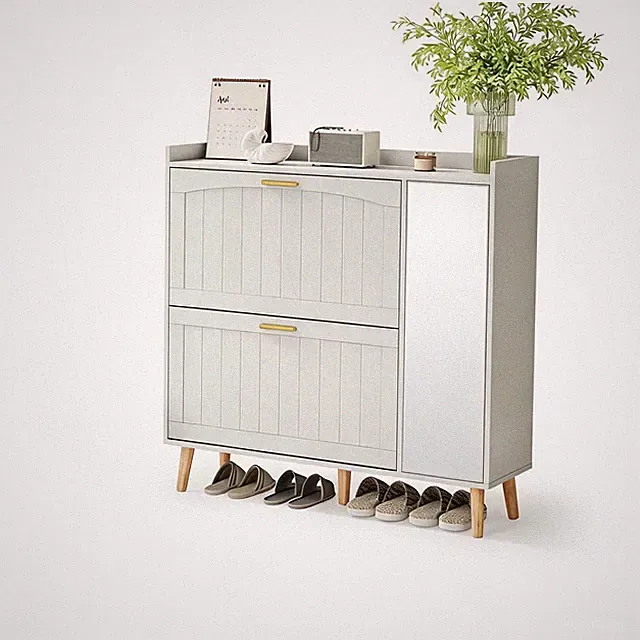 Schuhschrank Schuhkipper Schuhaufbewahrung Schuhkommode Schuhregal schmal weiß