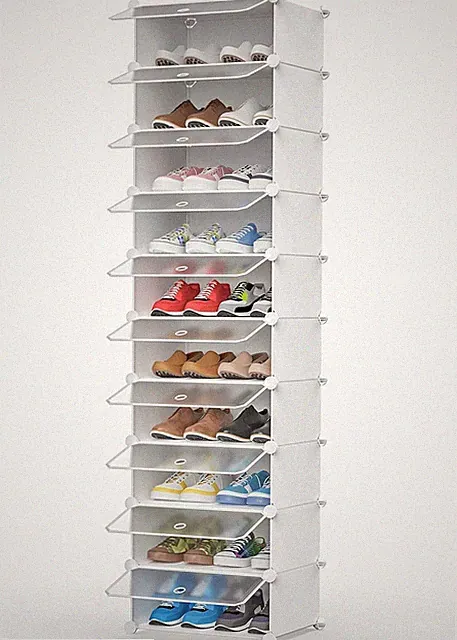 Schuhschrank Schuhregal Möbel 10 Etagen Organizer für Schuhe Flur Weiß B86