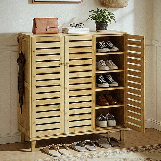 Schuhschrank Schuhständer Schuhablage Flurregal 5 Ebene Bambus Schuhaufbewahrung