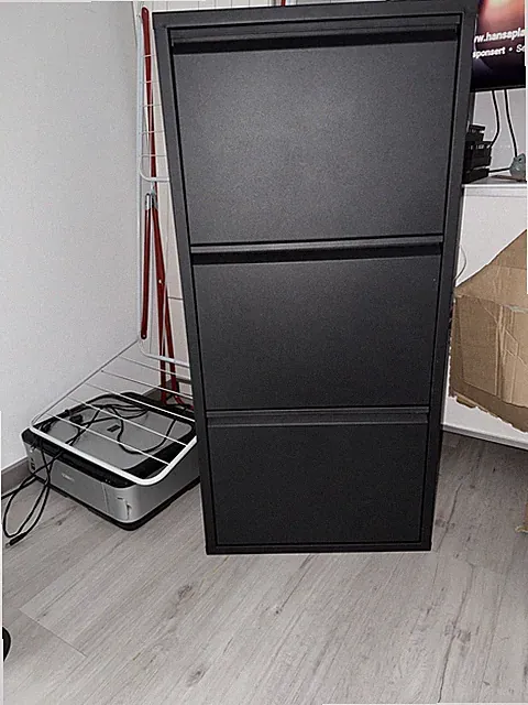 Schuhschrank schwarz (metall) 3 Fächer