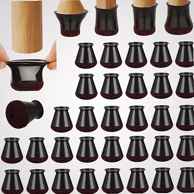 Schuhschutzstulbeinkappen schwarz für runde eckige Möbelbeine 14-20 mm Boden- un