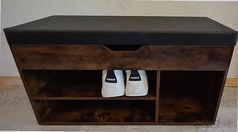 Schuhwechselhocker Sitzbank mit Stauraum Schuhregal rustikal