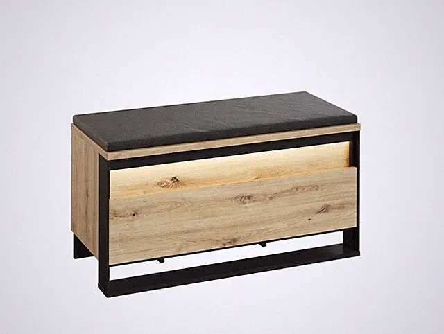 Schuschrank Quant QG-03 Sitzbank 92x40x49cm Dielenbank mit Staraum Artisan Eiche