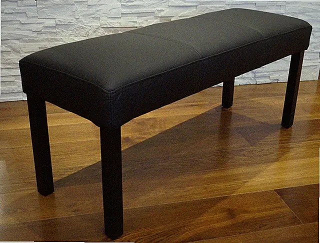 Schwarz 100% Echtleder Sitzbank Leder Hocker Sitz Bank Polsterbank Rindsleder