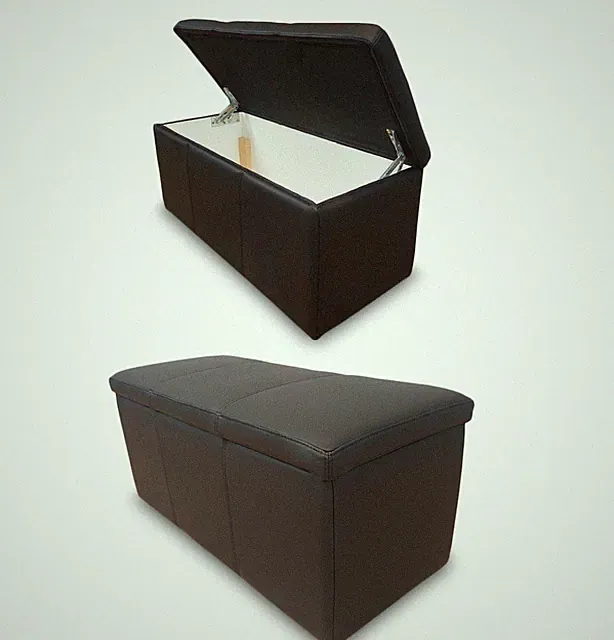 Schwarz Echtleder Bank mit Stauraum Hocker Sitzhocker Leder Pouf Sitzwürfel