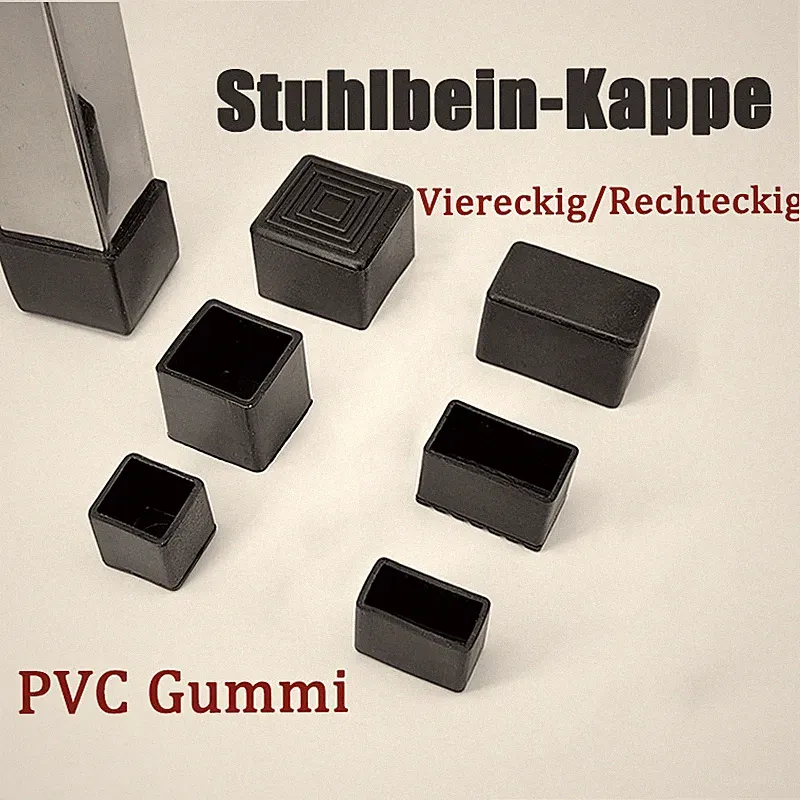 Schwarz Gummi Abdeckung Stuhl Fusskappe Stuhlbein-Kappe Quadratisch / Rechteckig