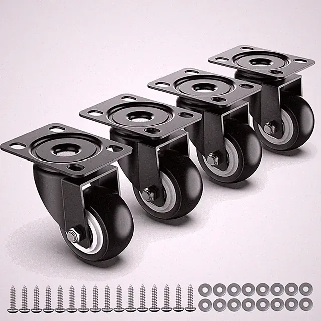 Schwarze 50mm Möbelrollen, 250kg Tragfähigkeit - 4er Set für Möbel und Transport